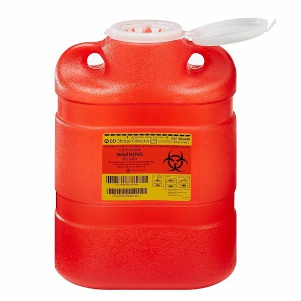 Bd Sharps Container Red Base 13-2/5 H X 9-2/5 W X 5-3/10 D In. Vertical Entry 2.05 Gallon, 8.2qt, 12PK 305490 - main
